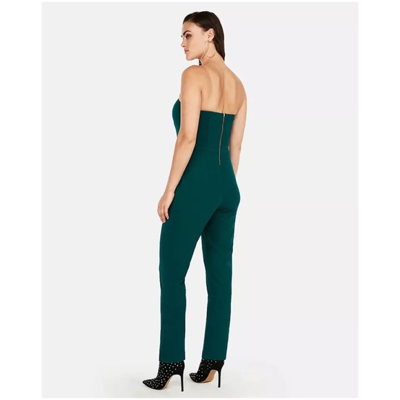 NWT Express Strapless Sweetheart Jumpsuit Emerald Green XS - Picture 3 of 5
